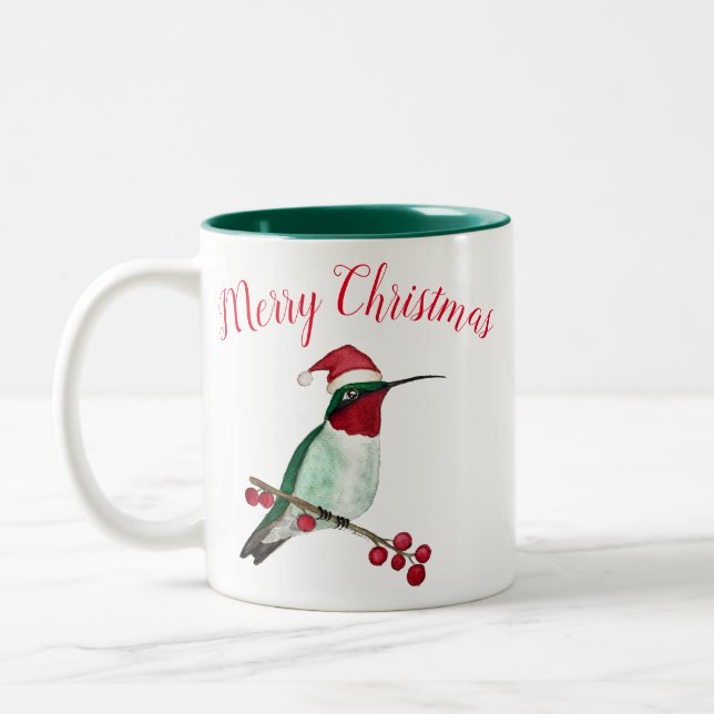 Tasse 2 Couleurs Joyeux colibri de Noël  (Gauche)