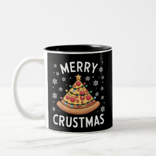 Tasse 2 Couleurs Joyeux Crustmas Pizza Noël Arbre de Noël Cadeaux