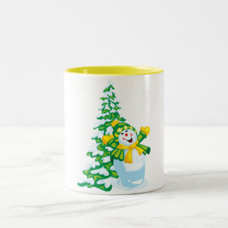 Tasse 2 Couleurs Joyeux dessin de Snowman