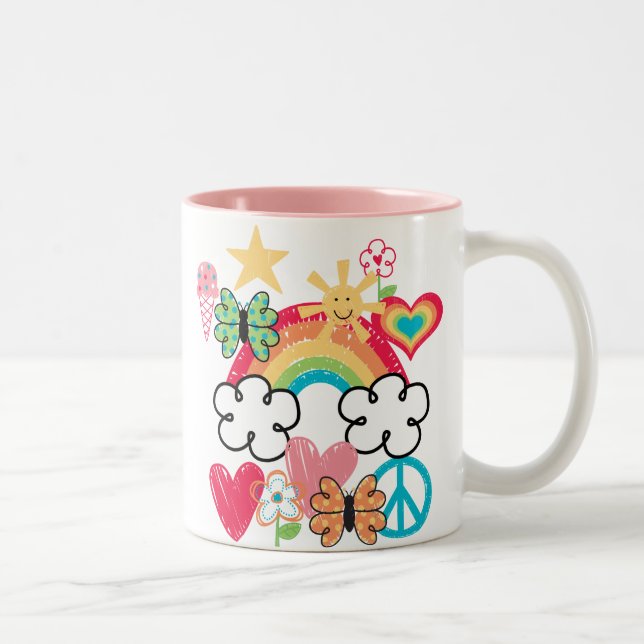 Tasse 2 Couleurs Joyeux Doodles (Droit)