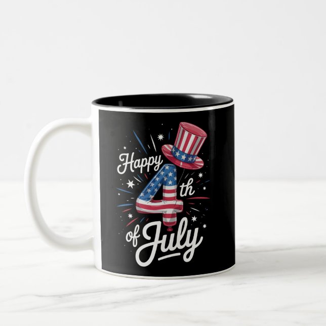 Tasse 2 Couleurs Joyeux drapeau américain 4 juillet patriotique USA (Gauche)