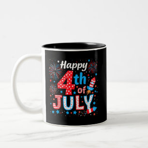 Tasse 2 Couleurs Joyeux drapeau américain 4 juillet patriotique USA