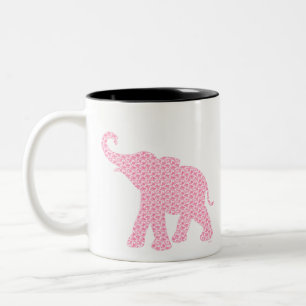 Tasse 2 Couleurs Joyeux Eléphant Rose Art Motif mou
