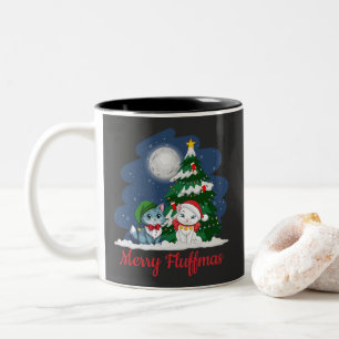 Tasse 2 Couleurs Joyeux Fluffmas Cute Chat Noël