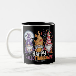 Tasse 2 Couleurs Joyeux HalloMerciMas Gnomes Halloween Noël