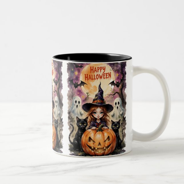 Tasse 2 Couleurs Joyeux Halloween (Droit)