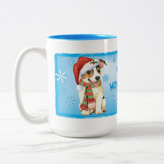 Tasse 2 Couleurs Joyeux Howlidays Jack Russell Terrier (Gauche)