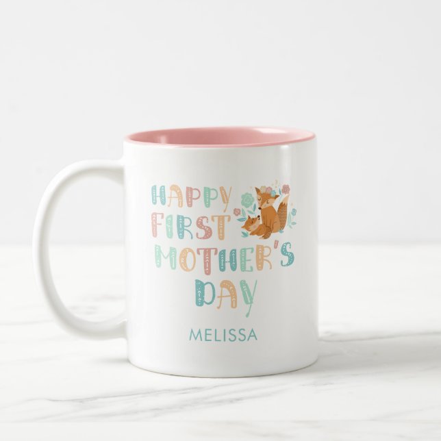 Tasse 2 Couleurs Joyeux Jour des mères Boho Chic Custom (Gauche)