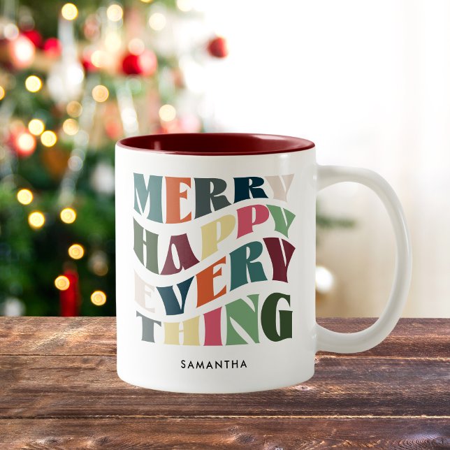 Tasse 2 Couleurs Joyeux Joyeux Tout Super Noël de vacances (Créateur téléchargé)