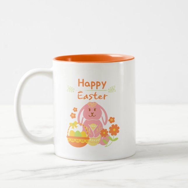 Tasse 2 Couleurs Joyeux lapin de Pâques (Gauche)