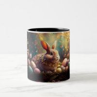 Joyeux lapin de Pâques avec oeufs de Pâques