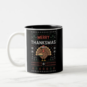 Tasse 2 Couleurs Joyeux Merci Noël Christmas Thanksgiving Turquie