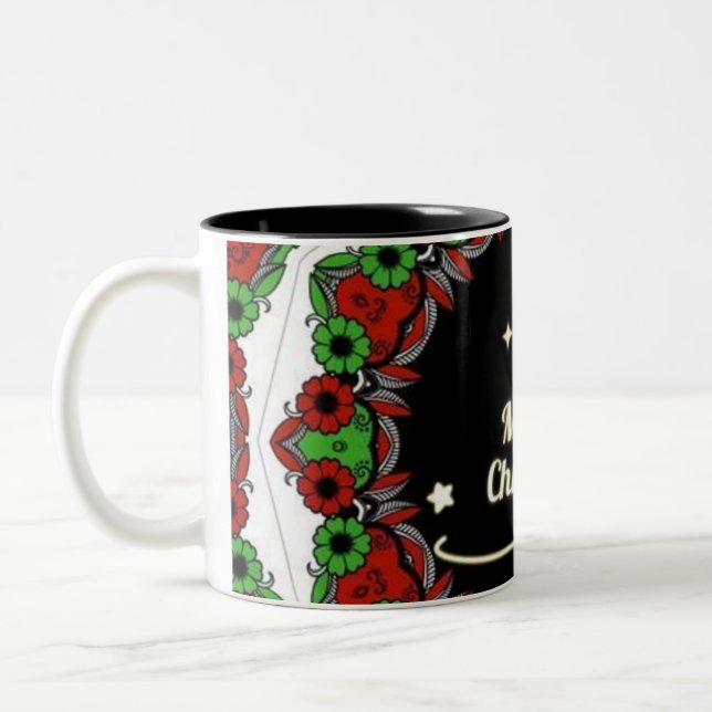 Tasse 2 Couleurs Joyeux modèles de mandala de Noël (Gauche)