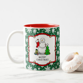 Tasse 2 Couleurs Joyeux Noël 2 Arbre Stocker Snowman