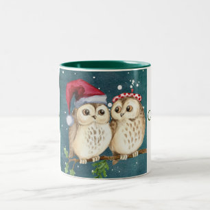 Tasse 2 Couleurs Joyeux Noël aux Chouettes de Père Noël