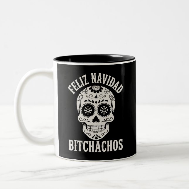 Tasse 2 Couleurs Joyeux Noël Bitchachos Drôle Sarcasm Noël (Gauche)