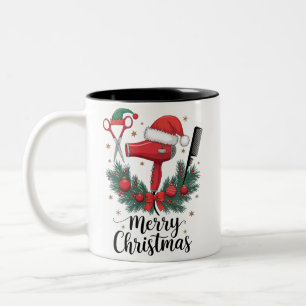 Tasse 2 Couleurs Joyeux Noël coiffeur coiffeur Xmas coiffure
