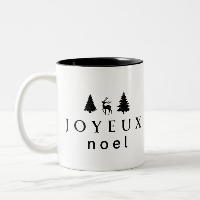 Tasse 2 Couleurs Joyeux Noel conception de Noël avec des flocons de (Gauche)