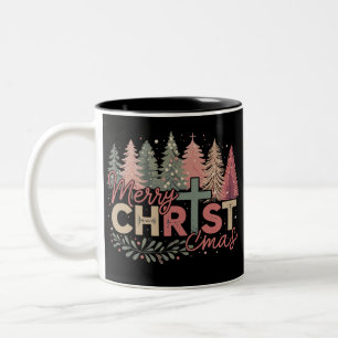Tasse 2 Couleurs Joyeux Noël Croix Foi Jésus Histoire Chrétienne