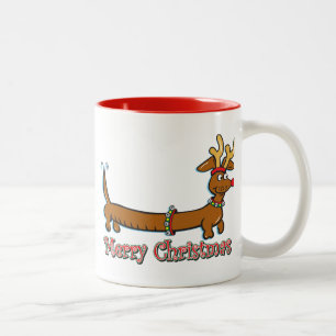 Tasse 2 Couleurs Joyeux Noël Dachshund
