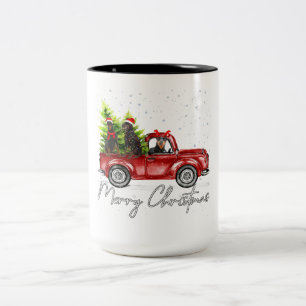 Tasse 2 Couleurs Joyeux Noël Doberman Red Truck Xmas