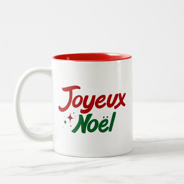 Tasse 2 Couleurs Joyeux Noël écriture manuscrite  (Gauche)