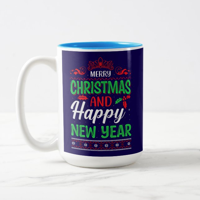 Tasse 2 Couleurs Joyeux Noël Et Joyeux Nouvel An-61064 Sweat - shir (Gauche)