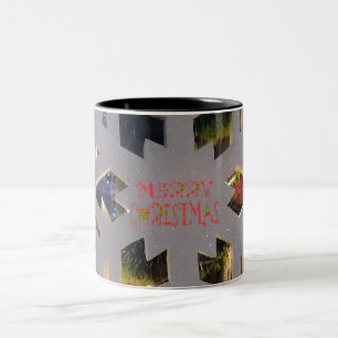Tasse 2 Couleurs Joyeux Noël et une joyeuse fête du Nouvel An Snowf