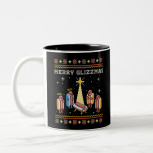 Tasse 2 Couleurs Joyeux Noël Glizzmas laid Hot Dog Noël Noël Noël