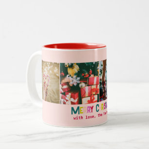 Tasse 2 Couleurs Joyeux Noël Joyeux et brillant 4 Photo rose vif