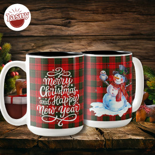 Tasse 2 Couleurs Joyeux Noël Joyeux Nouvel An Snowman Flannel