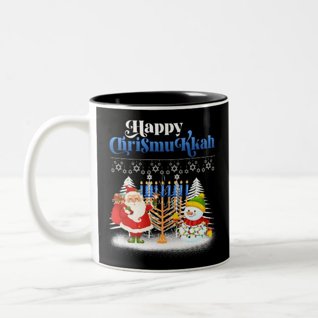 Tasse 2 Couleurs Joyeux Noël juif Chrismukkah Hanoukka (Gauche)