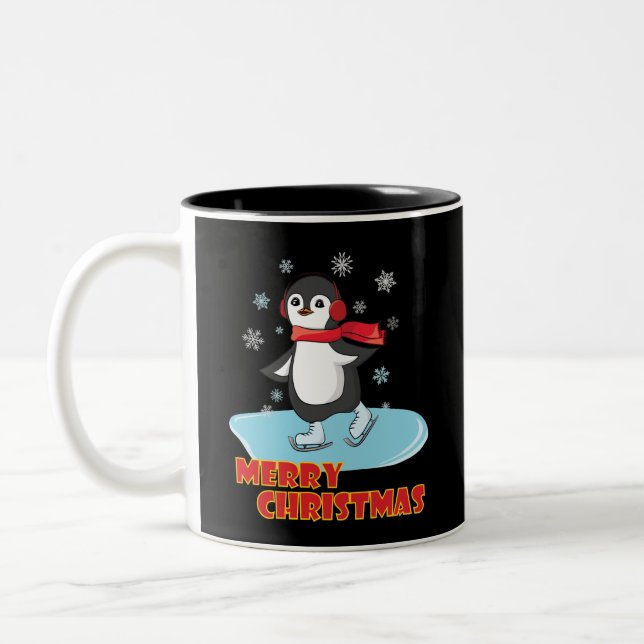 Tasse 2 Couleurs Joyeux Noël mignonne Penguin d'hiver (Gauche)