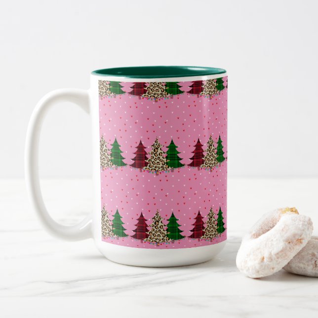 Tasse 2 Couleurs Joyeux Noël moderne & élégant (Avec donut)