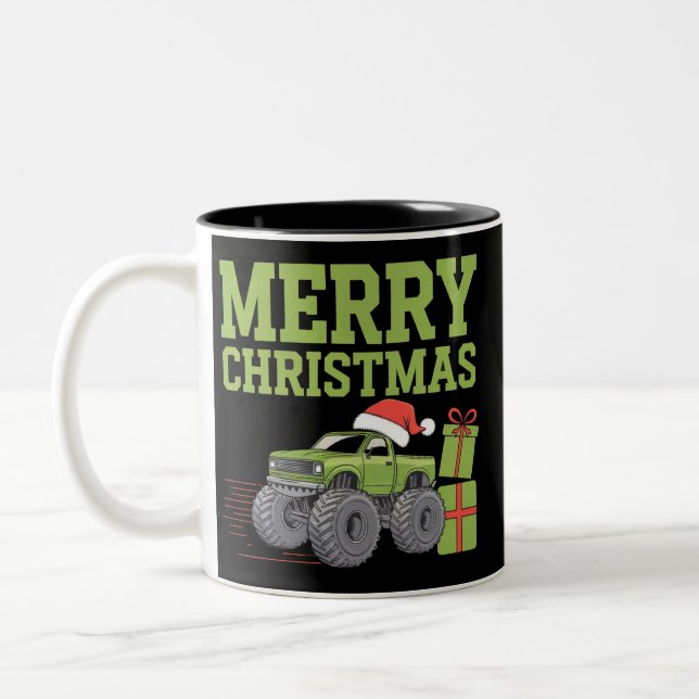 Tasse 2 Couleurs Joyeux Noël Monster Camion Toddler Boys Noël (Gauche)