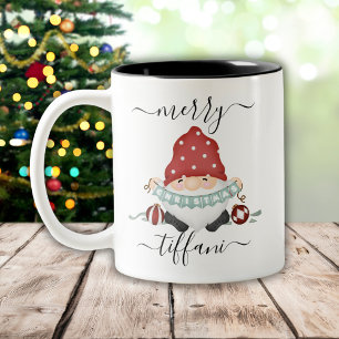 Tasse 2 Couleurs Joyeux Noël Nordic Gnome personnalisable