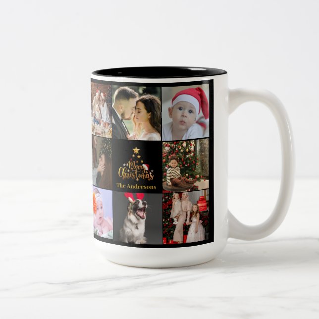 Tasse 2 Couleurs Joyeux Noël Photo Collage (Droit)