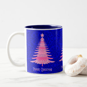 Tasse 2 Couleurs Joyeux Noël Pink Tree Sparkflakes Snowflakes