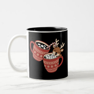 Tasse 2 Couleurs Joyeux Noël Renne Mignon Famille Xmas Café 