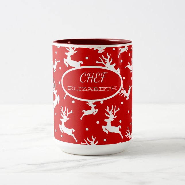 Tasse 2 Couleurs Joyeux Noël Renne Rouge Vacances    (Centre)