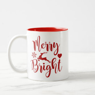 Tasse 2 Couleurs Joyeux Noël Rouge Fête Florale