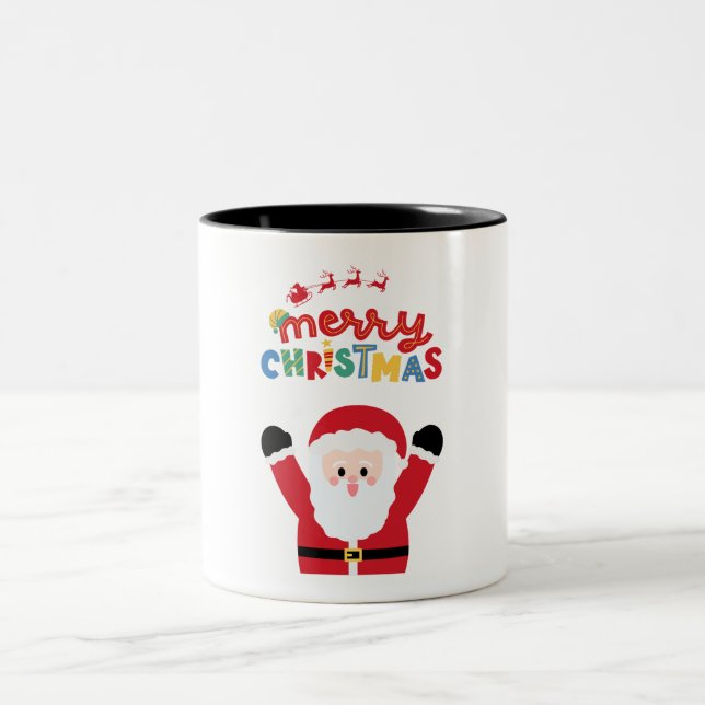 Tasse 2 Couleurs Joyeux Noël Simple Rouge (Centre)