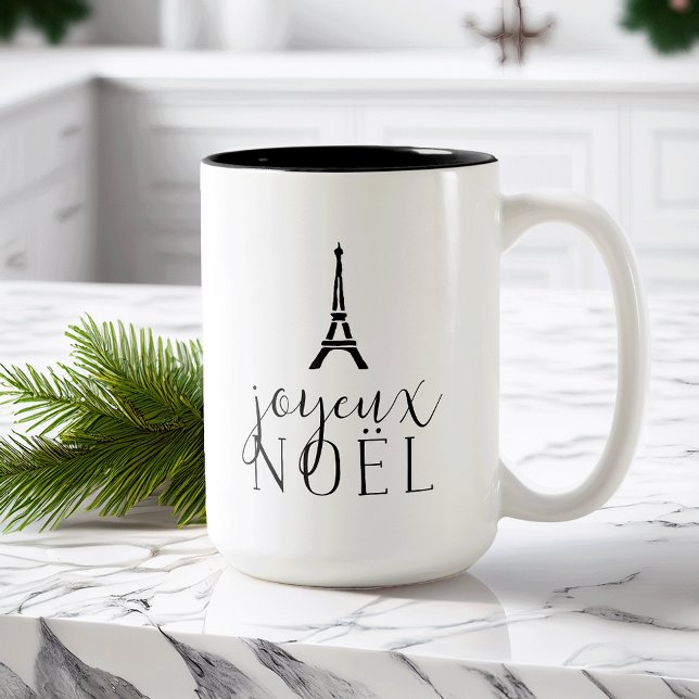 Tasse 2 Couleurs Joyeux Noel | Tour Eiffel (Créateur téléchargé)