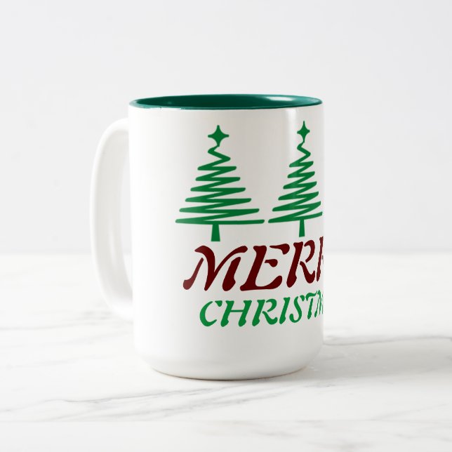 Tasse 2 Couleurs Joyeux Noël Vacances Élégant (Devant gauche)