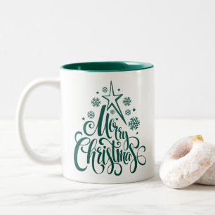 Tasse 2 Couleurs Joyeux Noël vert moderne