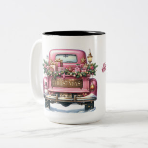 Tasse 2 Couleurs Joyeux Noël Vintage Pink Truck