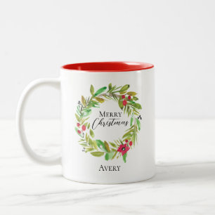 Tasse 2 Couleurs Joyeux Noël Watercolor wath Custom