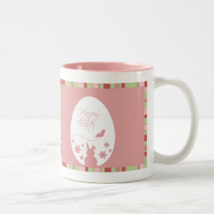 Tasse 2 Couleurs Joyeux OEuf de Pâques rose pastel moderne