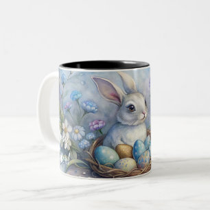Tasse 2 Couleurs Joyeux Pâques. Lapin de Pâques.