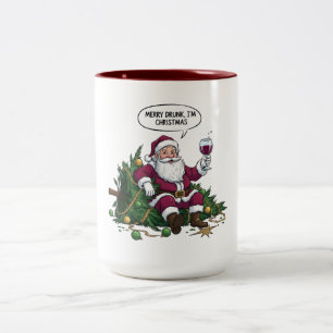 Tasse 2 Couleurs Joyeux Père Noël ivre de Noël